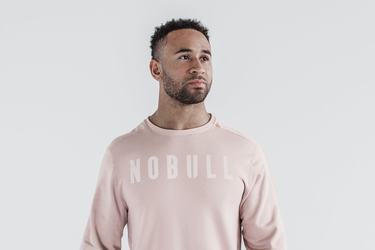 Nobull Crew Men's Sweatshirts Rose | Australia (ER2478)